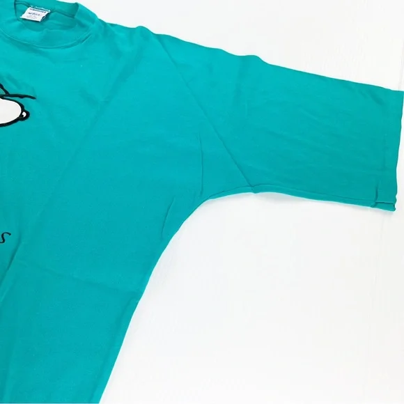 Vintage 90s Ultimate Sports Wear Blue Snoopy Florida Marlins Baseball Shirt Top - Picture 2 of 5